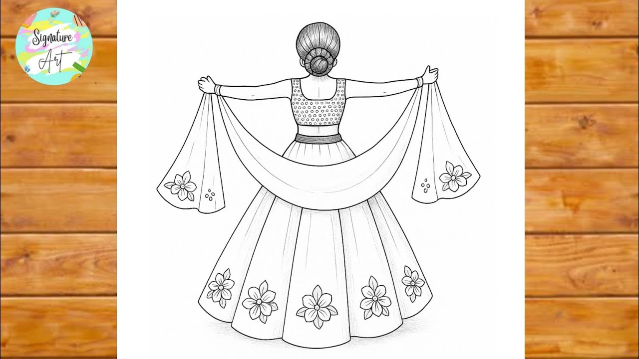 How to draw Girl With Beautiful Lehenga / Girl with Beautiful Traditional Dress / Easy girl drawing