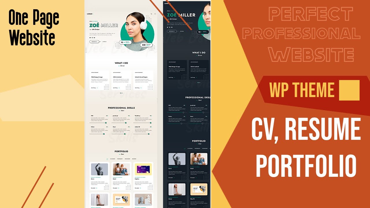 Superb CV, Personal Portfolio ONE Page Website | Professional CV, Resume, Portfolio Website | Luique