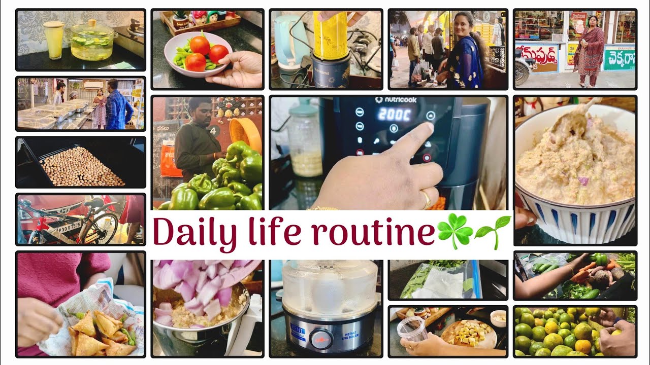 Daily routine🌿🎀||నేను కొన్న వంటింటి వస్తువులన్ని ఇలా స్టార్ట్ చేశా🥰|నా డైట్ కోసం కూరగాయల మార్కెట్ కి