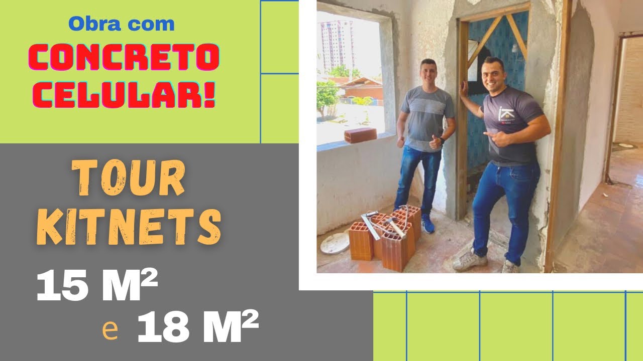 Tour KITNETS 15 m² e 18 m² - conheça a  obra com do Rodrigo com CONCRETO CELULAR