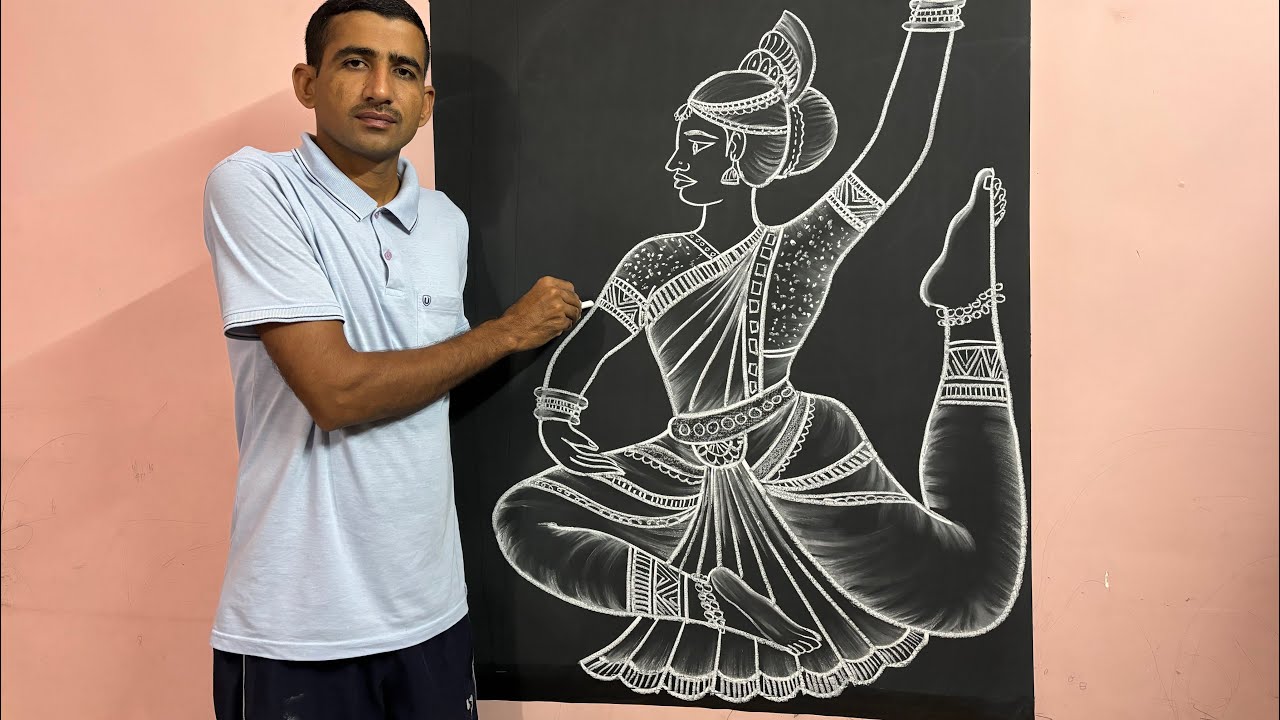 Indian classical dancer lady drawing step by step ||🤫🙄💃|| #classicaldance #art #draw #viralvideos  
