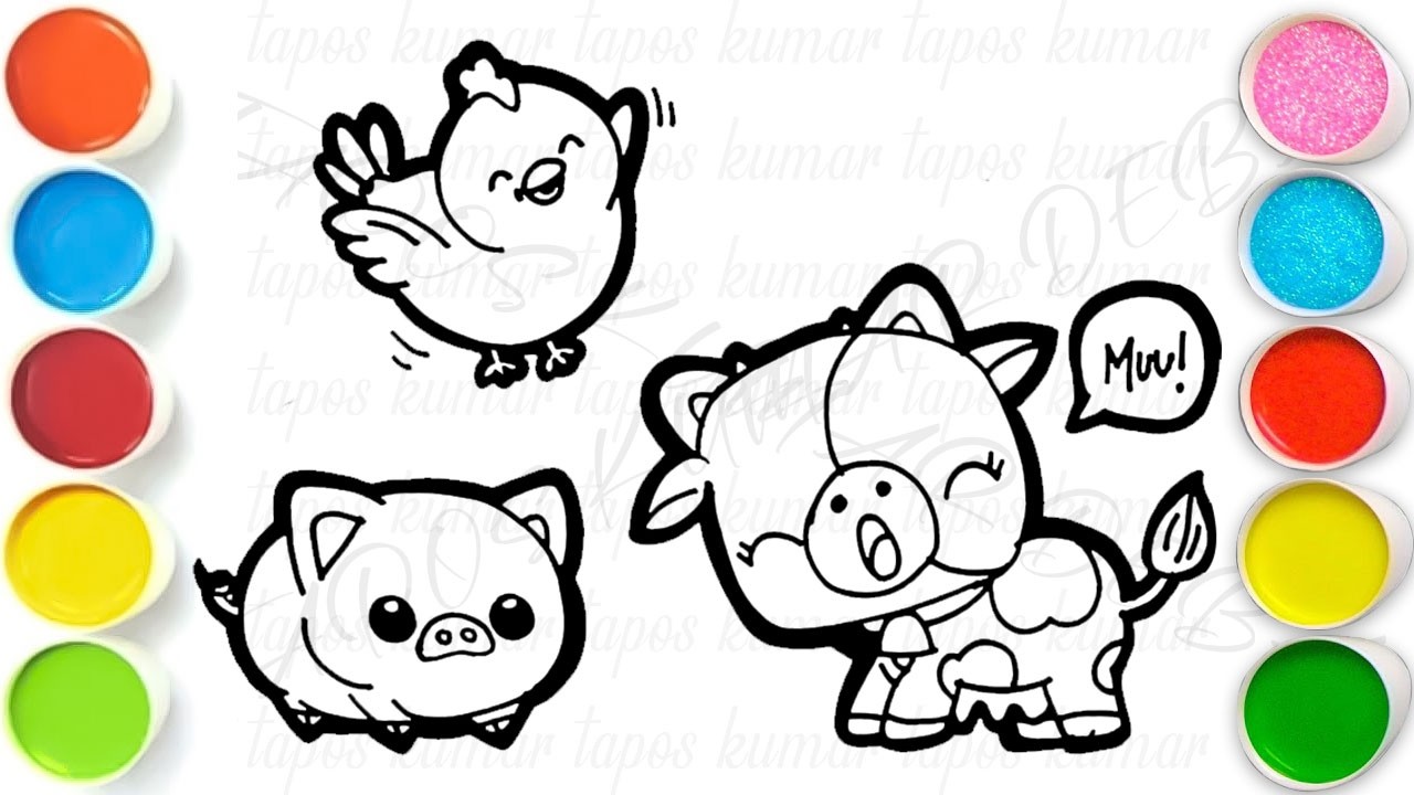 Farm Animals Drawing, Painting & Coloring For Kids and Toddlers_ Kids Art
