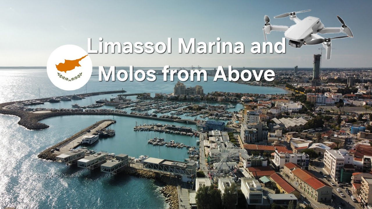 Limassol from Above, Drone video of Limassol Marina and Molos Promenade in 4k
