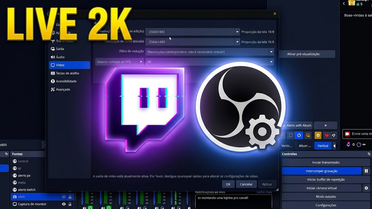 Live em 1440p na Twitch | Como Configurar no OBS Passo a Passo