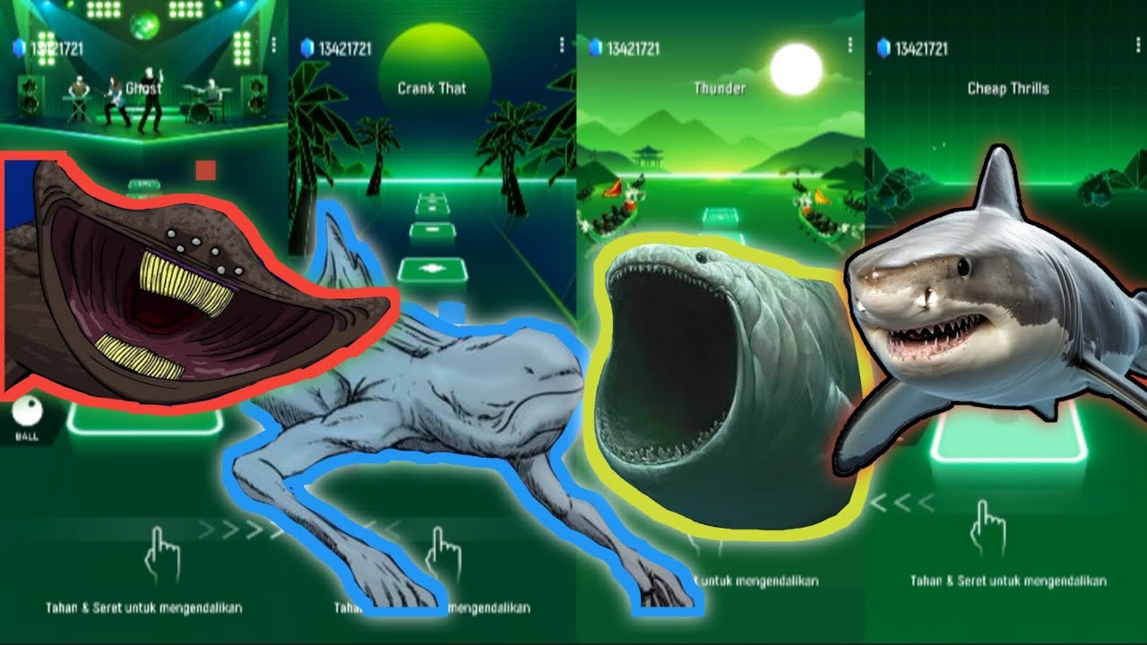 El Gran Maja🐙🦎🆚Ningen🐋🎶🆚 BLOOP 🐋🆚 SHARK MEGALODON 🦈🎶 LETS'SEE COFFINDANCE TILESHOP
