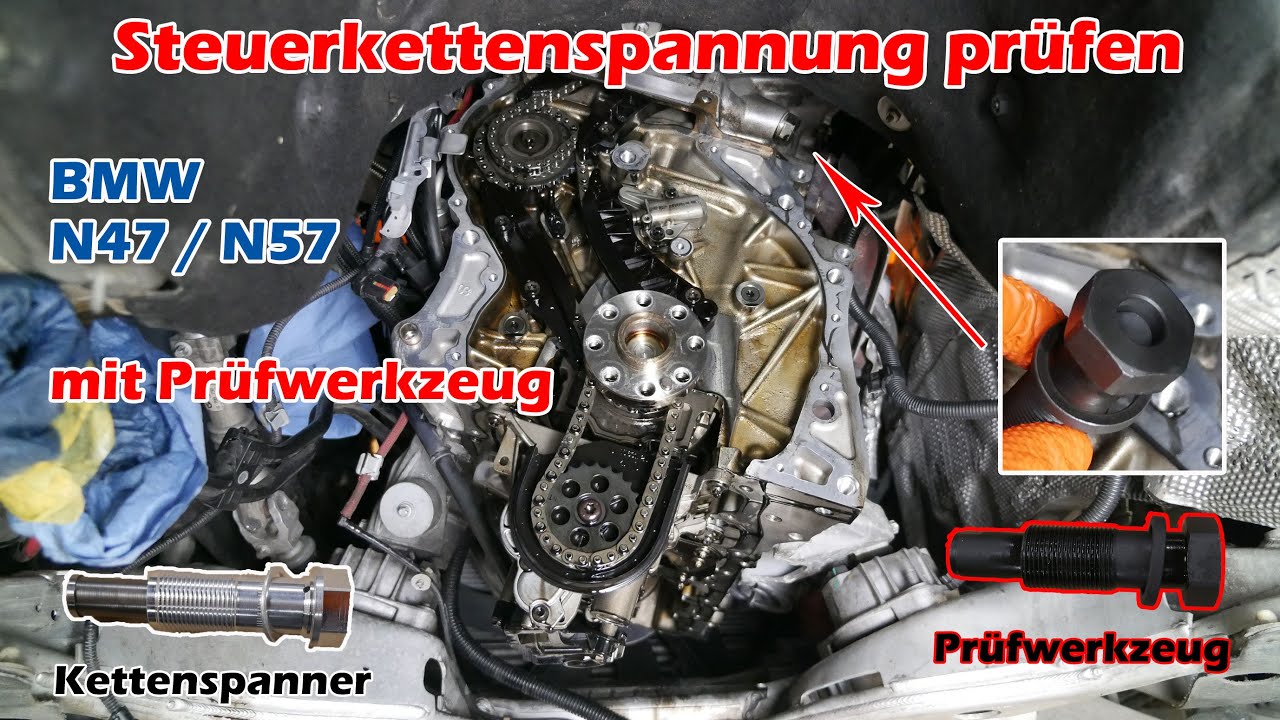 BMW Steuerkettenspannung prüfen mit Messwerkzeug I Verschleißanzeiger für Steuerkette N47 N57