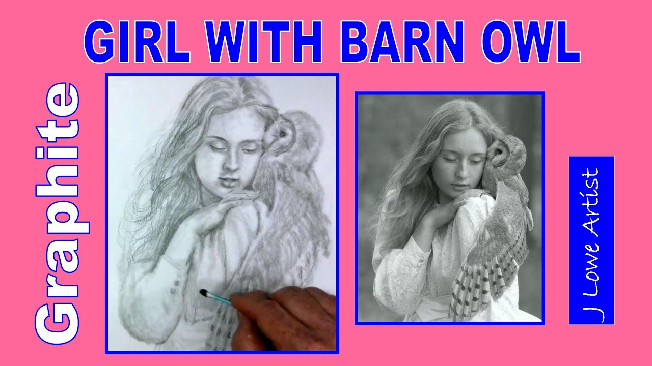 GIRL WITH BARN OWL GRAPHITE DRAWING TUTORIAL