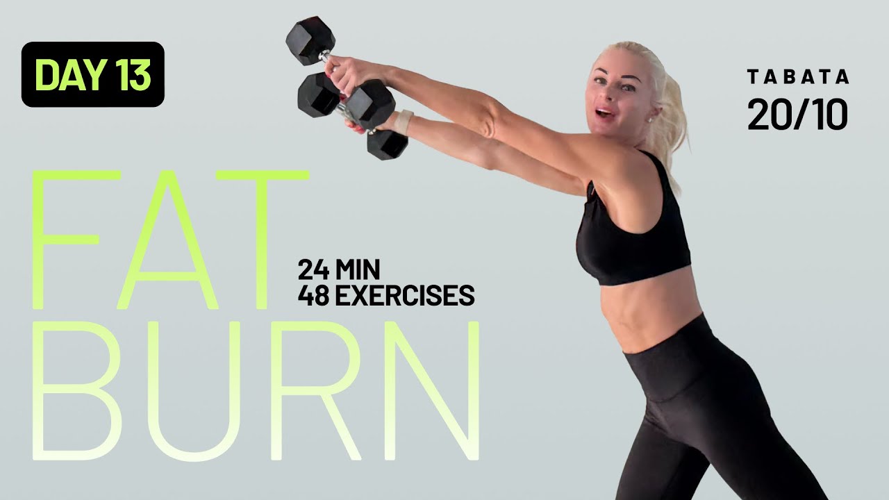 24 Min Standing Strength Tabata Workout with Dumbbells at Home | Fat Burn Series – Day 13
