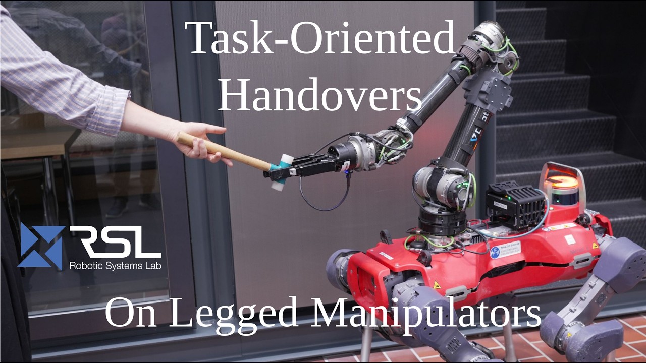 Task-Oriented Robot-Human Handovers on Legged Manipulators