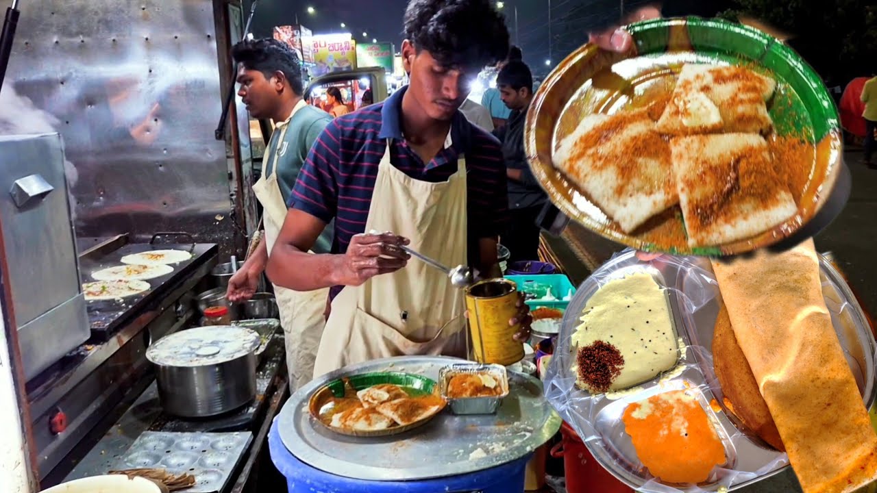 Vijayawada Street Food | Night Breakfast | Masala Dosa | Butter Dosa #indianstreetfood #breakfast 