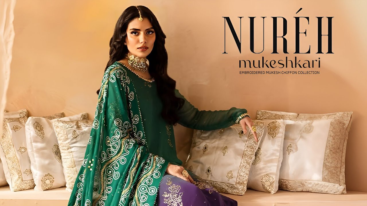 Nureh Mukeshkari Unstitched Mukesh Chiffon Collection 2024 | Nureh Luxury Chiffon Collection 2024