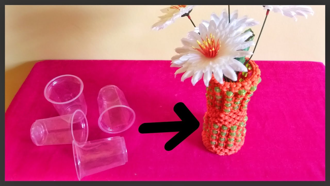 New Macrame Flower Pot design | Using Plastic Glass | Flower Pot