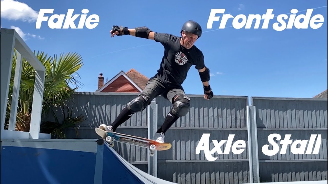 Learn to Fakie Frontside Axle Stall on a Skateboard on a Mini Ramp