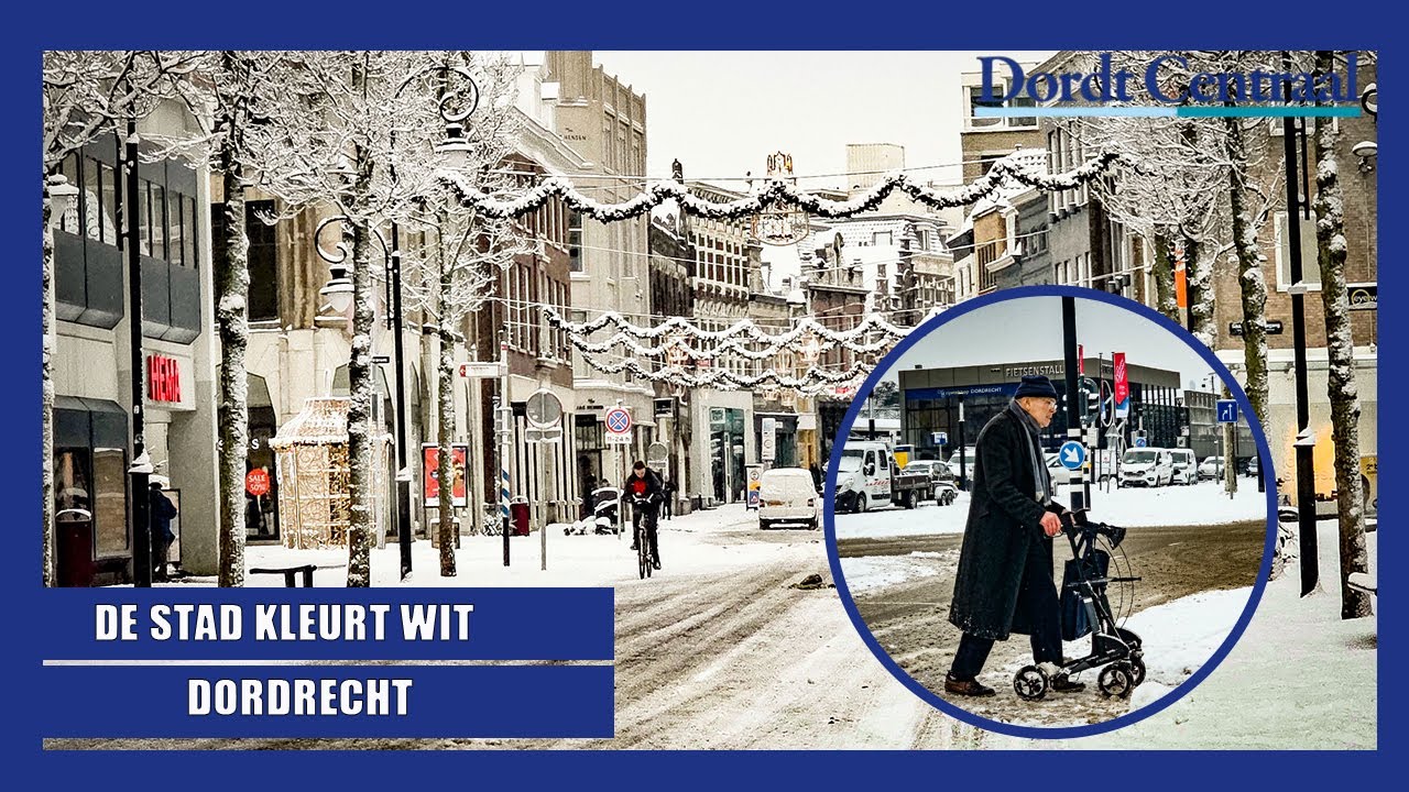 Sneeuwpret in Dordrecht, stad kleurt wit