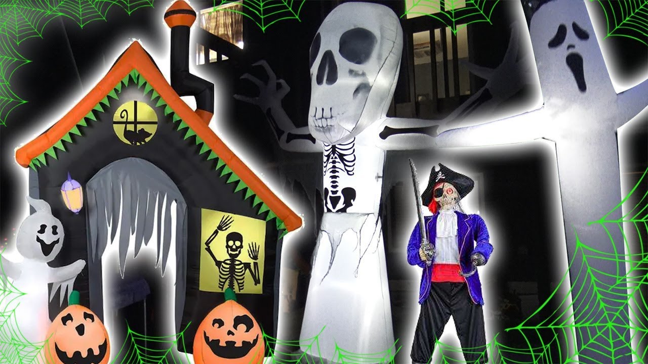 Backyard Summer Yard Haunt w/ Inflatables, Air Dancers,  Animatronics, and Halloween Decorations!