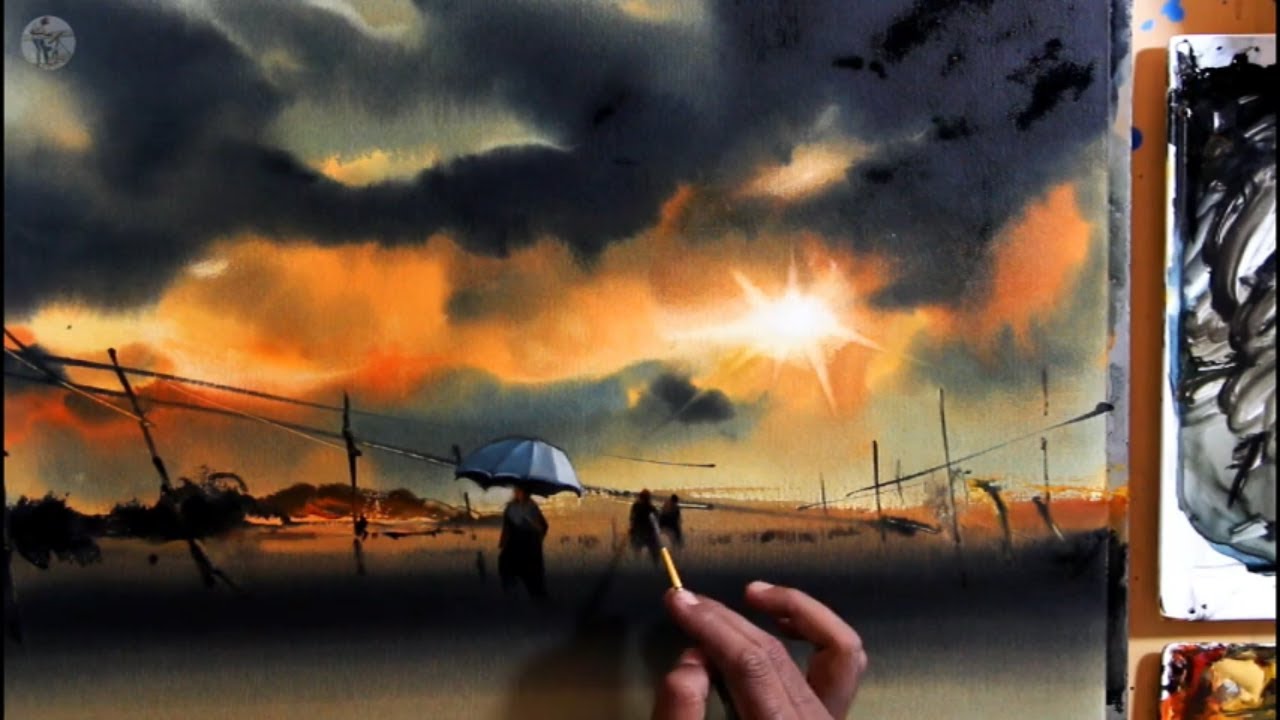 Semi Abstract Landscapes Painting Tutorial | Experimental Watercolor Techniques | Shahanoor Mamun