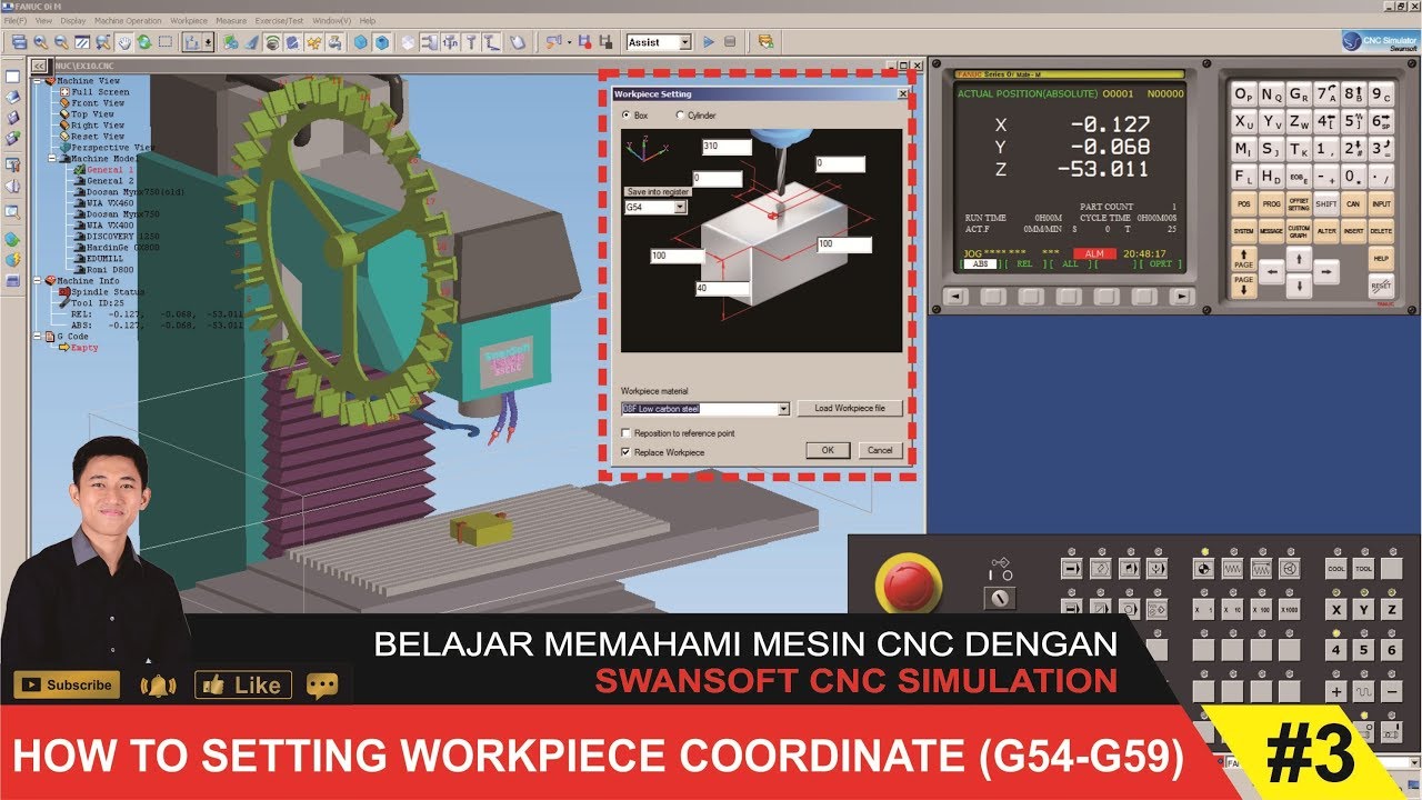 SSCNC | #3 HOW TO SETTING WORKPIECE COORDINATE SYSTEM (WCS) G54-G59