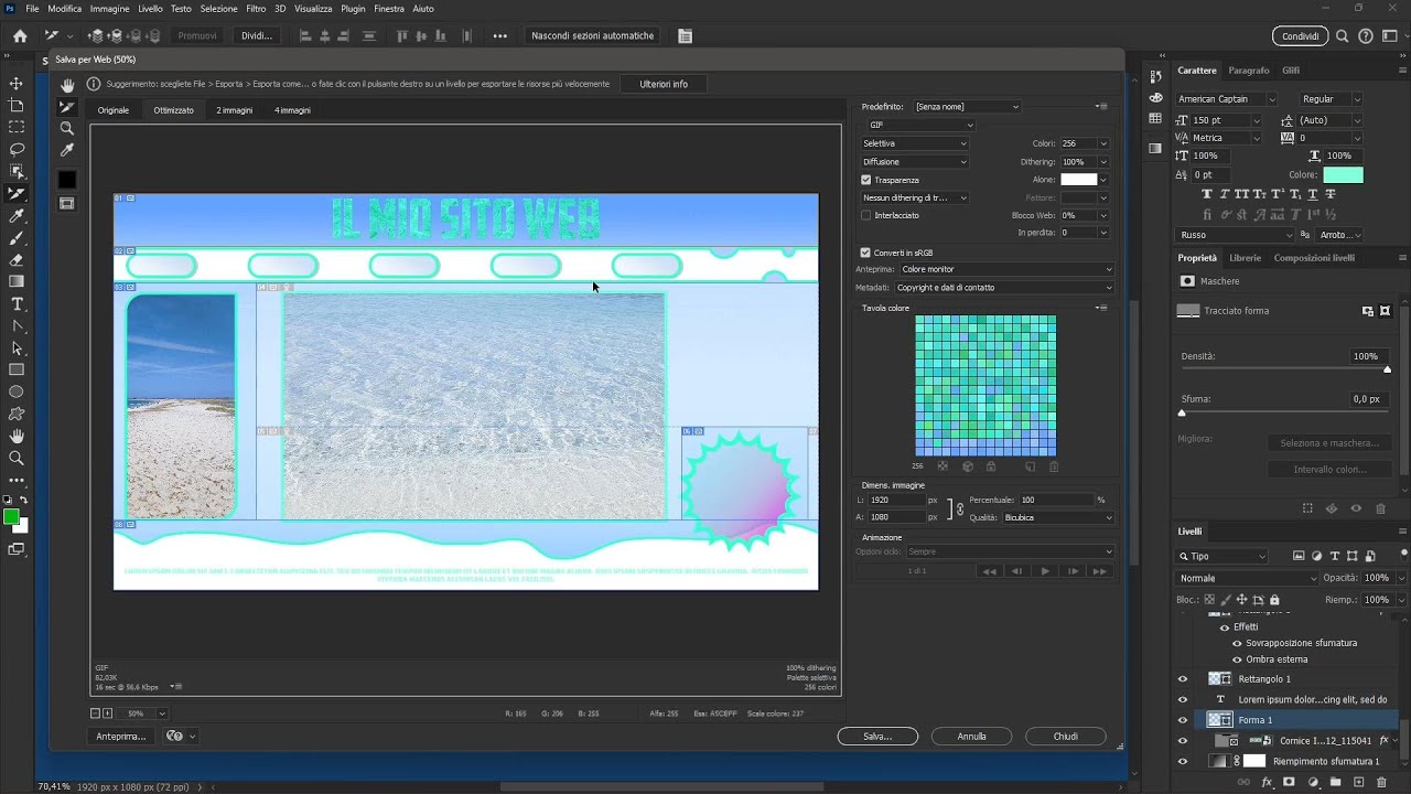 PHOTOSHOP - Lezione 18 - Grafica WEB, APP, Layout, Impaginazione, Pannelli, Pulsanti, Esporta HTML
