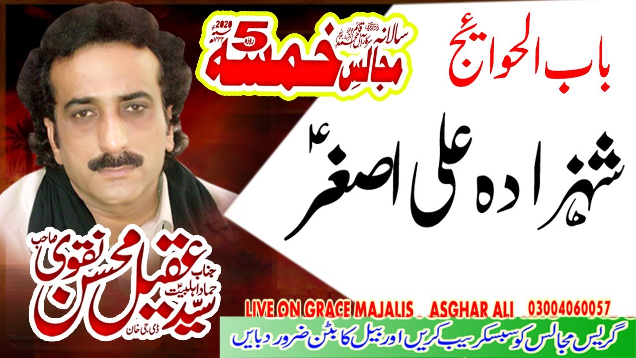 Zakir Aqeel Mohsin Naqvi Musaib Ali Asghar a.s Mayam Masjid Alaqa Nawab Sab Grace Majalis Lahore