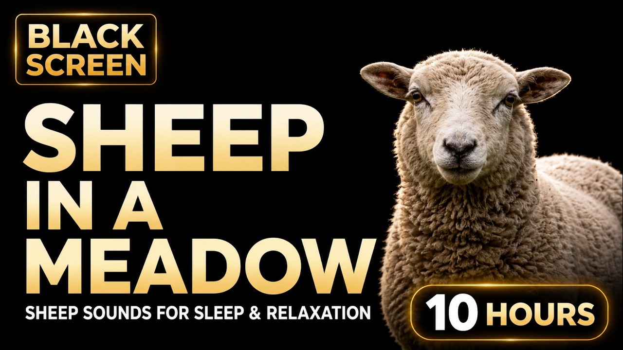 Sheep in a Meadow | Peaceful Nature Sounds for Relaxation, Sleep, and Calm (10 Hours) Black Screen