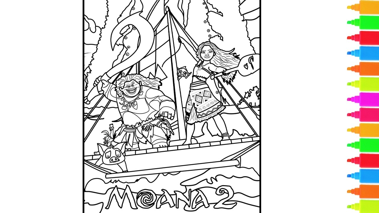 Moana 2 Coloring Ocean Adventure, Moana & Kotu, We Are Voyagers! | Disney Moana 2 Coloring Pages