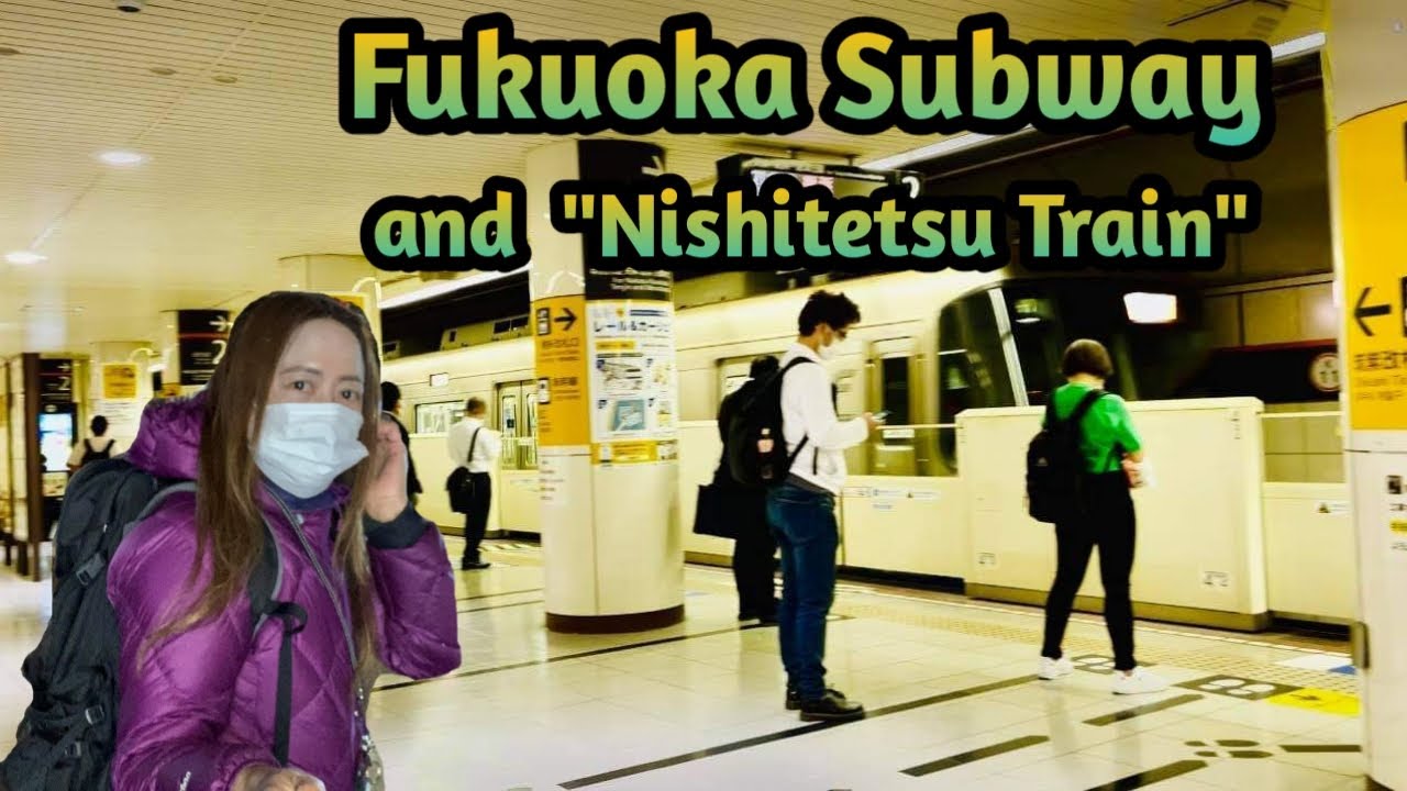 Fukuoka JAPAN SUBWAY from Hakata to Tenjin Nishitetsu Station “Night “(under the state of emergency)