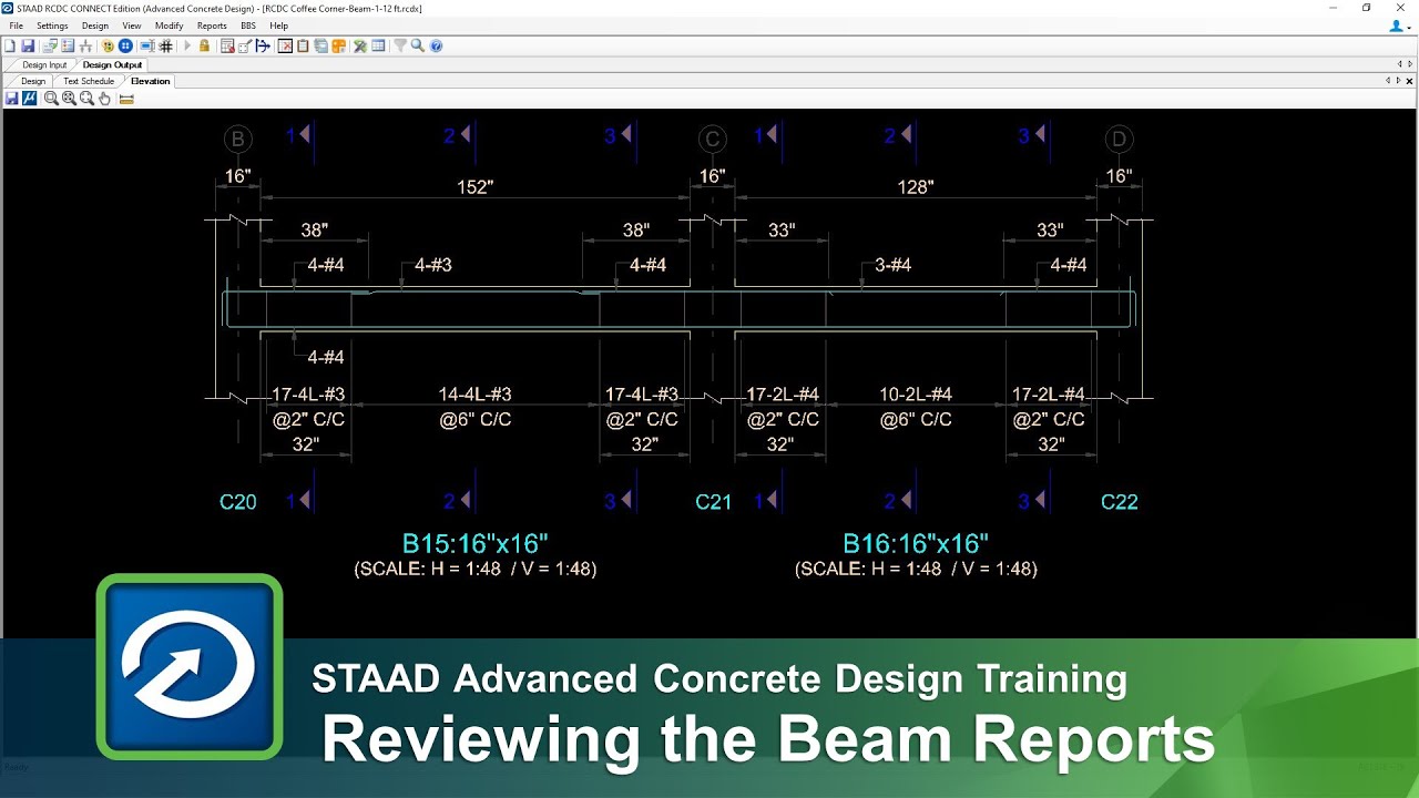 Reviewing the Beam Design Reports in STAAD Advanced Concrete Design