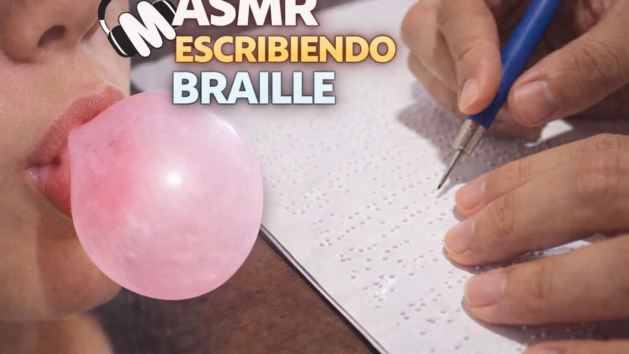 🫧🩷 ASMR ESPAÑOL | ESCRIBIENDO UNA CARTA EN BRAILLE MASTICANDO CHICLE 🥱💫🌙