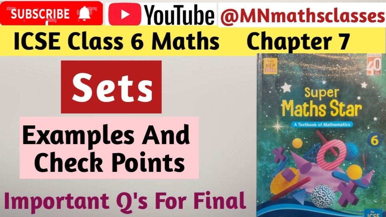 ICSE Class 6 Maths || Final Exam 2026 || Chapter 7 , Sets || Important Examples  And Check Point