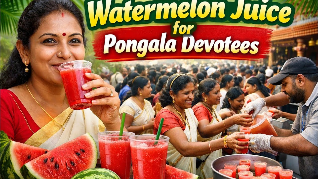 Serving Watermelon Juice to Devotees After Attukal Pongala 🍉🙏  @Attukal 