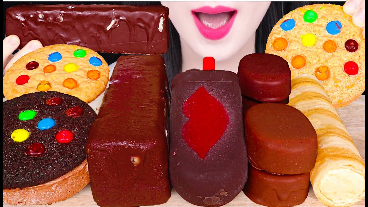 ASMR M&M'S CHOCOLATE ICE CREAM, GIANT CHOCOLATE ICE CREAM, LIP ICE CREAM 아이스크림 먹방 JANE ASMR 제인