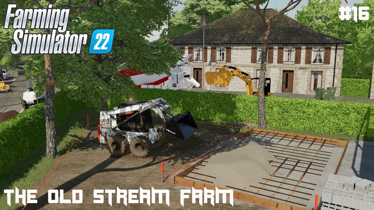 putting croncrete - The OLd stream farm- Farming Simuator 22- #farmingsimulator