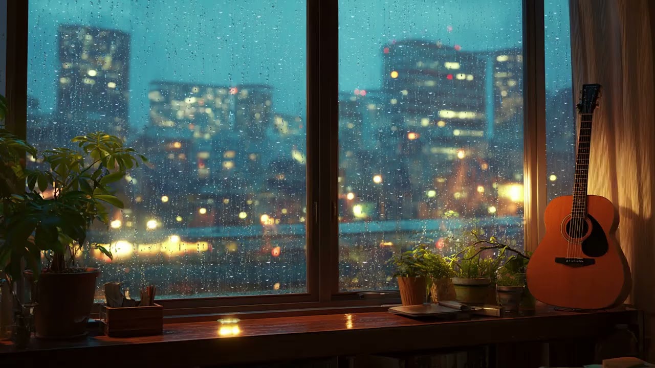 3 Hours Soft Rain & Peaceful Music 🌧️ Relaxing Night for Sleep