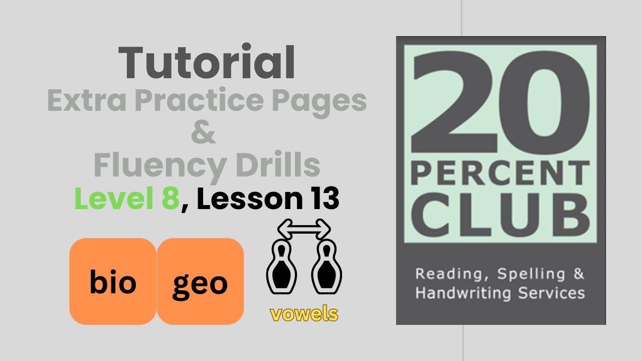 Barton Level 8, Lesson 13, Extra Practice Pages & Fluency Drills, Prefixes BIO, GEO, Split Vowels