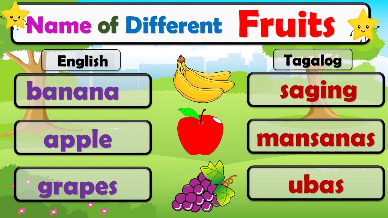 Name of Fruits || English and Tagalog || Learn the different name of fruits