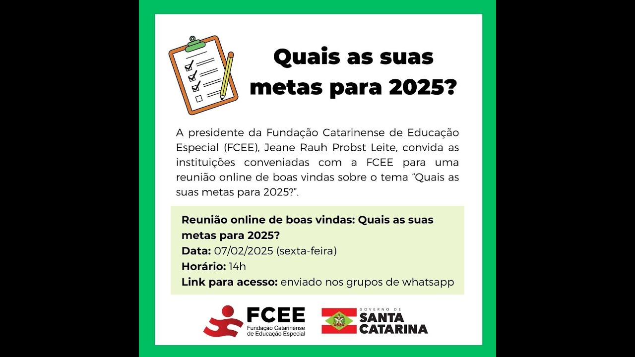 Reunião online de boas vindas: Quais as suas metas para 2025?