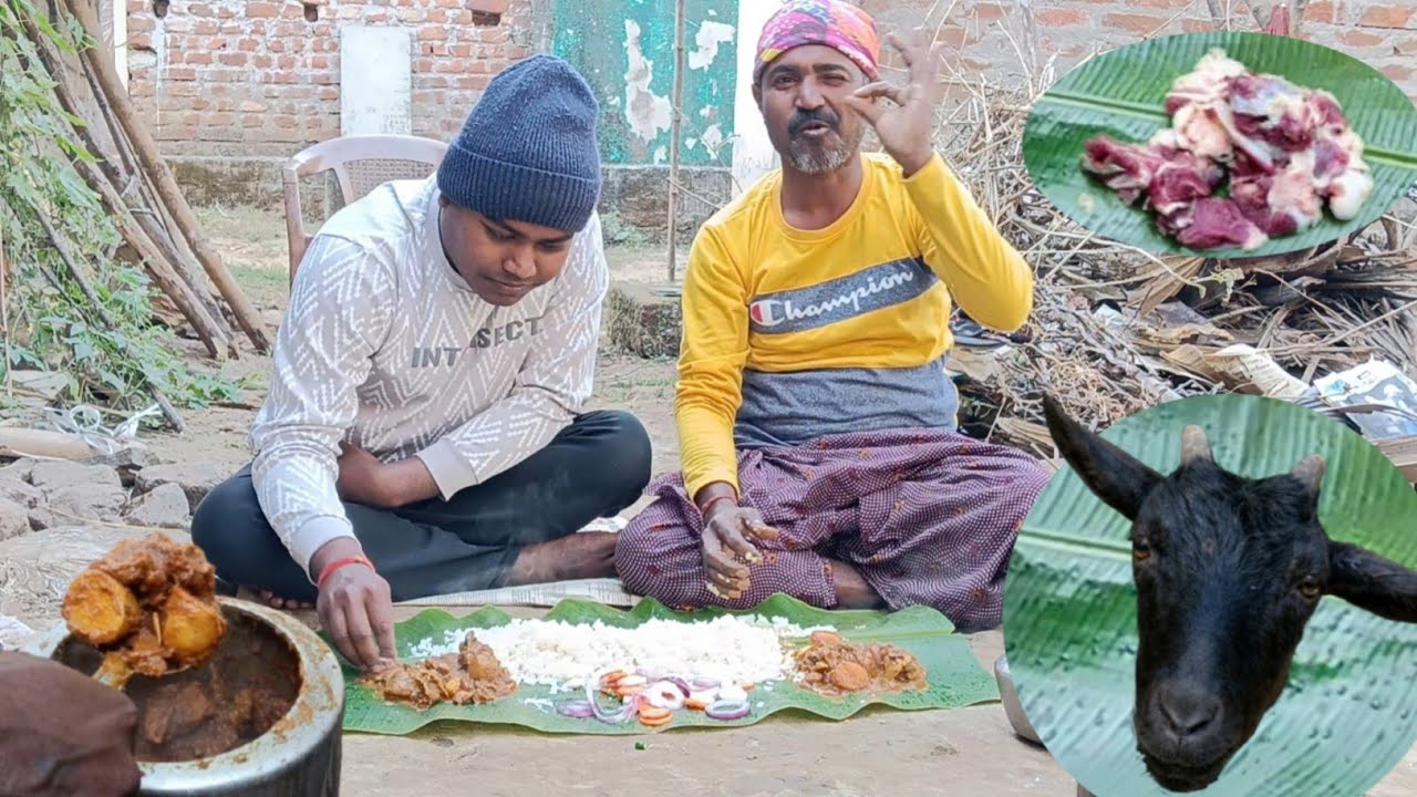 how Santali Tribe Clean & Cook Goat Head | Village Cooking in Rural Odisha