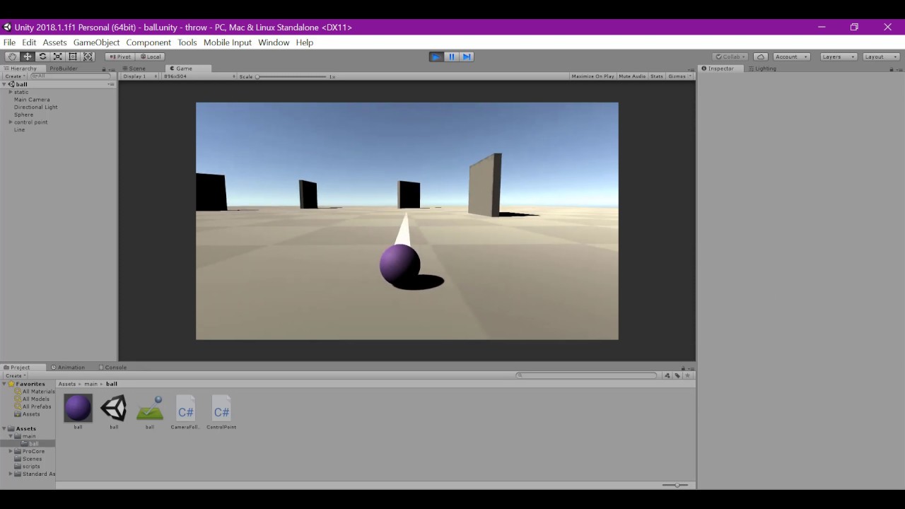 Ball game with unity 3D, control the ball like golf battle
