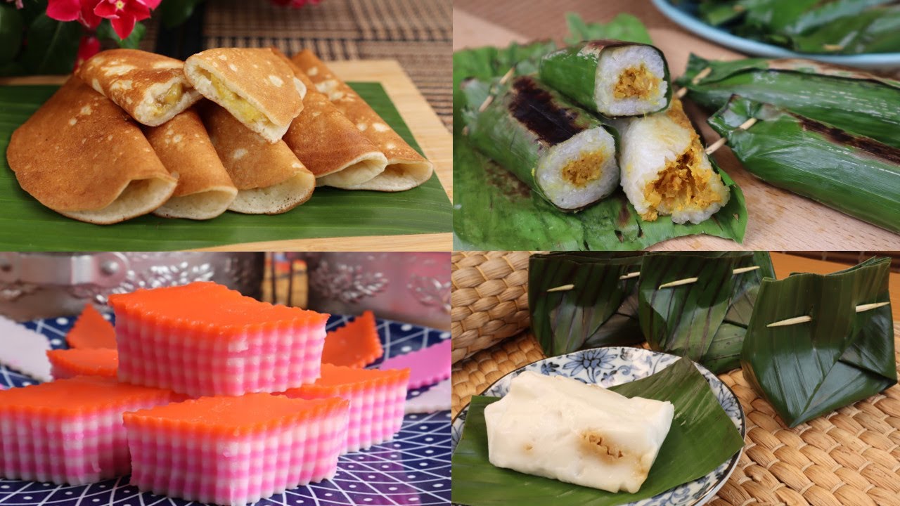 4款娘惹糕食谱 5【荷包糕 ，香蕉阿榜糕 , 虾米糯米卷，九層糕】  | 4 Easy  Nyonya Kuih Recipe 5