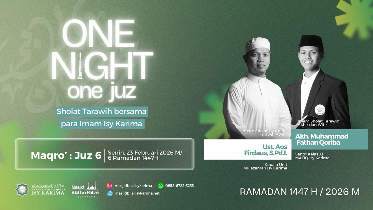 🔴Sholat Tarawih Masjid Bilal Bin Rabah - 6 RAMADAN 1447 H
