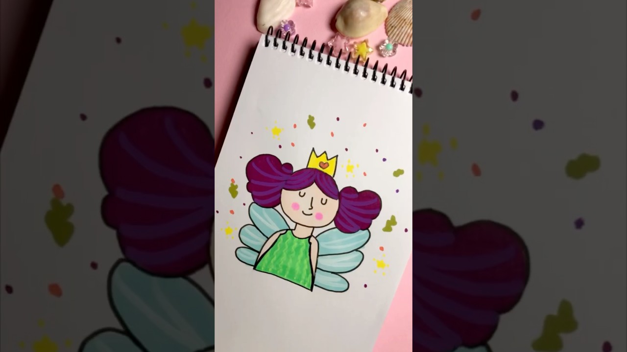 Cute Girl Drawing 🧚🏻✨ #art #artforkids #cartoonart #creativekids #cuteart #drawing #kidaart #art
