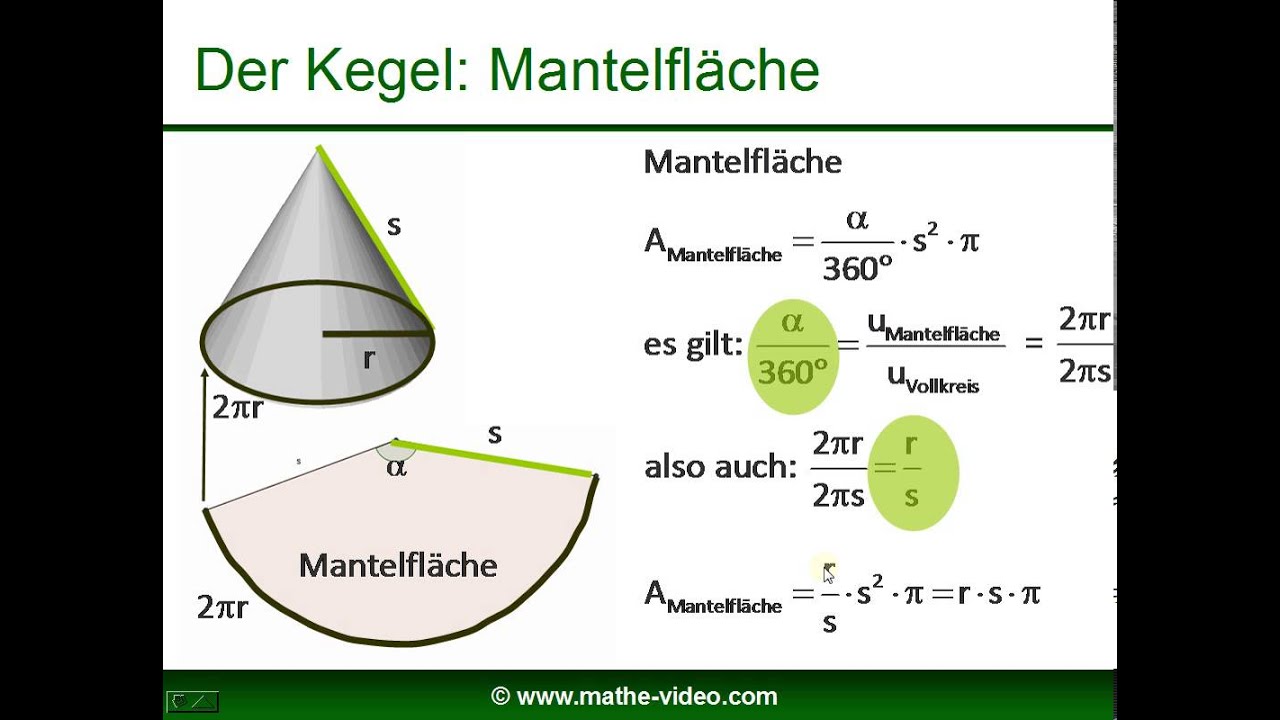 Kegel - Volumen - Mantelfläche - Oberfläche