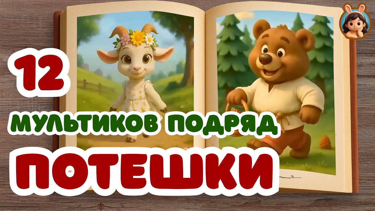 Книжка‑потешка | 12 мультиков подряд | Потешки с зайкой Олей 🐰