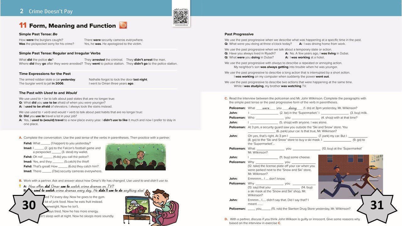 الوحدة الثانية - Mega goal 3 Crime doesn't pay-الدرس السادس- Form, meaning and function-pages 30& 31