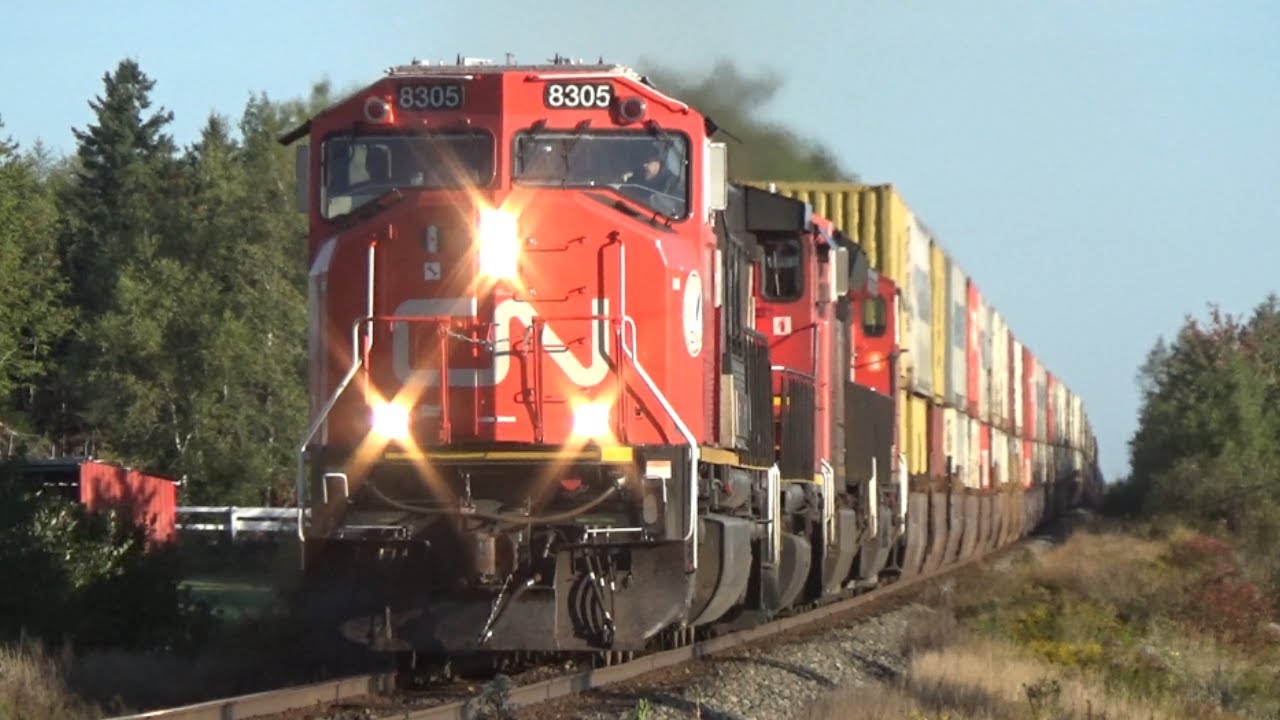 SD75IACC Leader & Awesome Lashup on Stack Train CN 120 w/DPU near Brookfield, NS at Track Speed