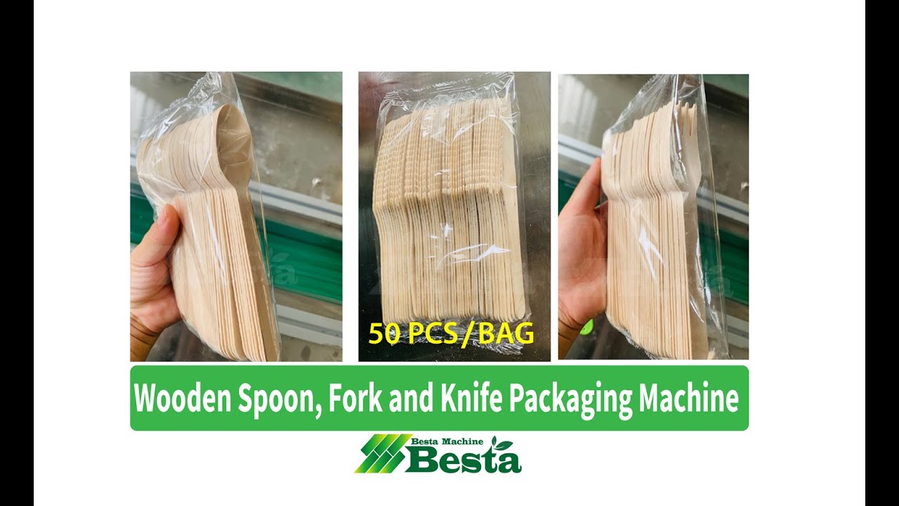 Wooden Spoon, Fork and Knife Multiple Packaging Machine （50 PCS/BAG), 160MM SPOON PACKING MACHINE