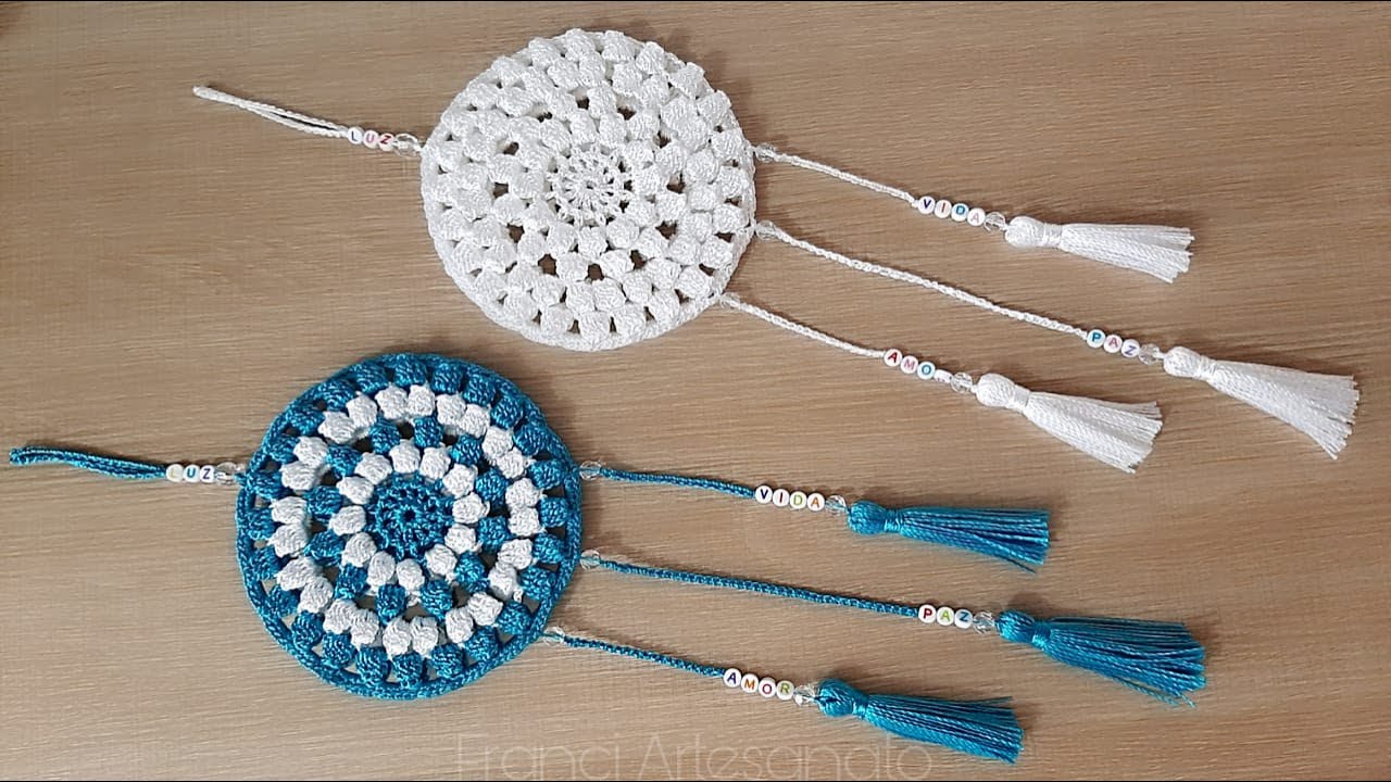 FILTRO DOS SONHOS | MANDALA DE CROCHÊ COM LETRINHAS- FRANCI ARTESANATO