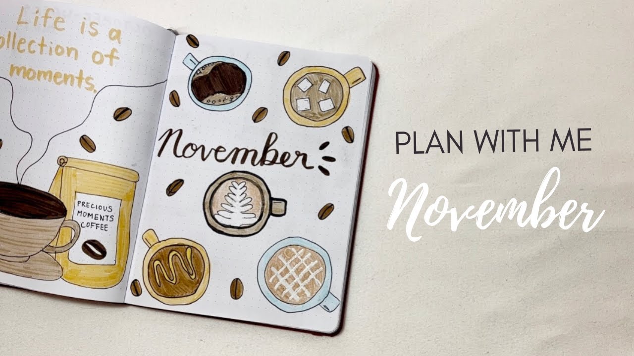 PLAN WITH ME | November 2022 Bullet Journal Set Up - Coffee Theme
