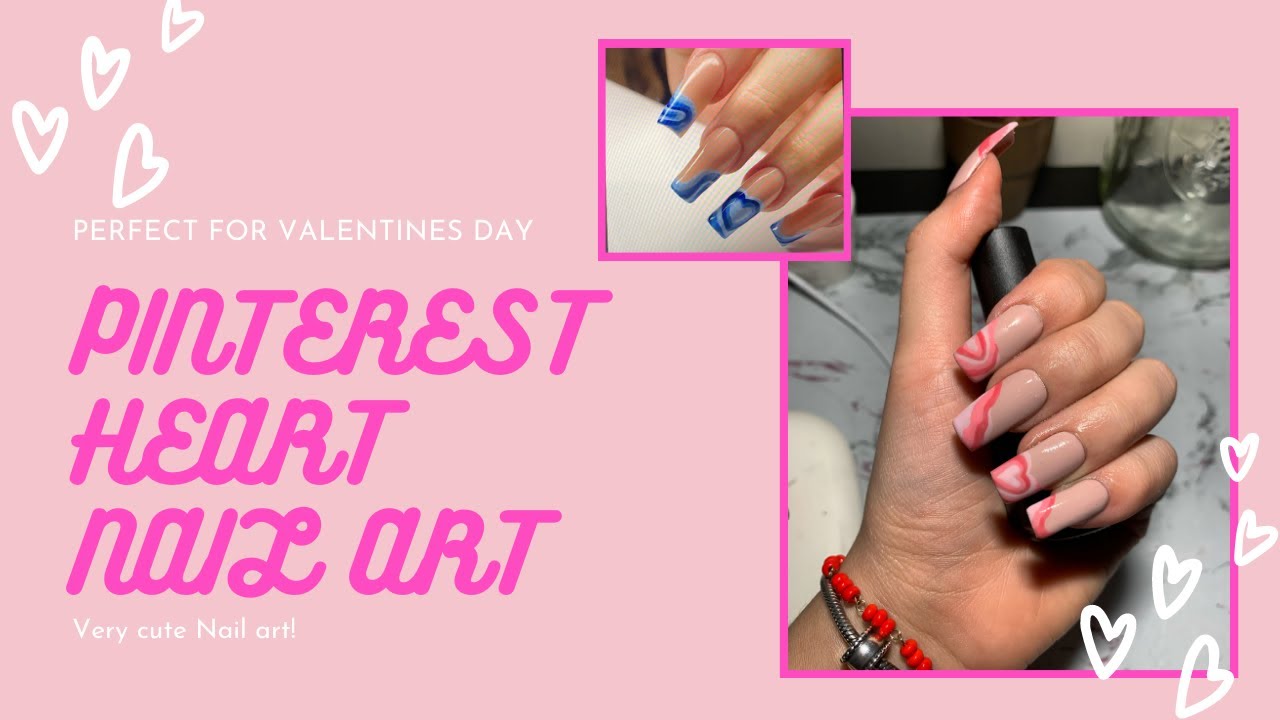 Pinterest Heart Nail Art Tutorial! Valentines Day Nails! Tutorial de Pinterest Heart Nail Art!