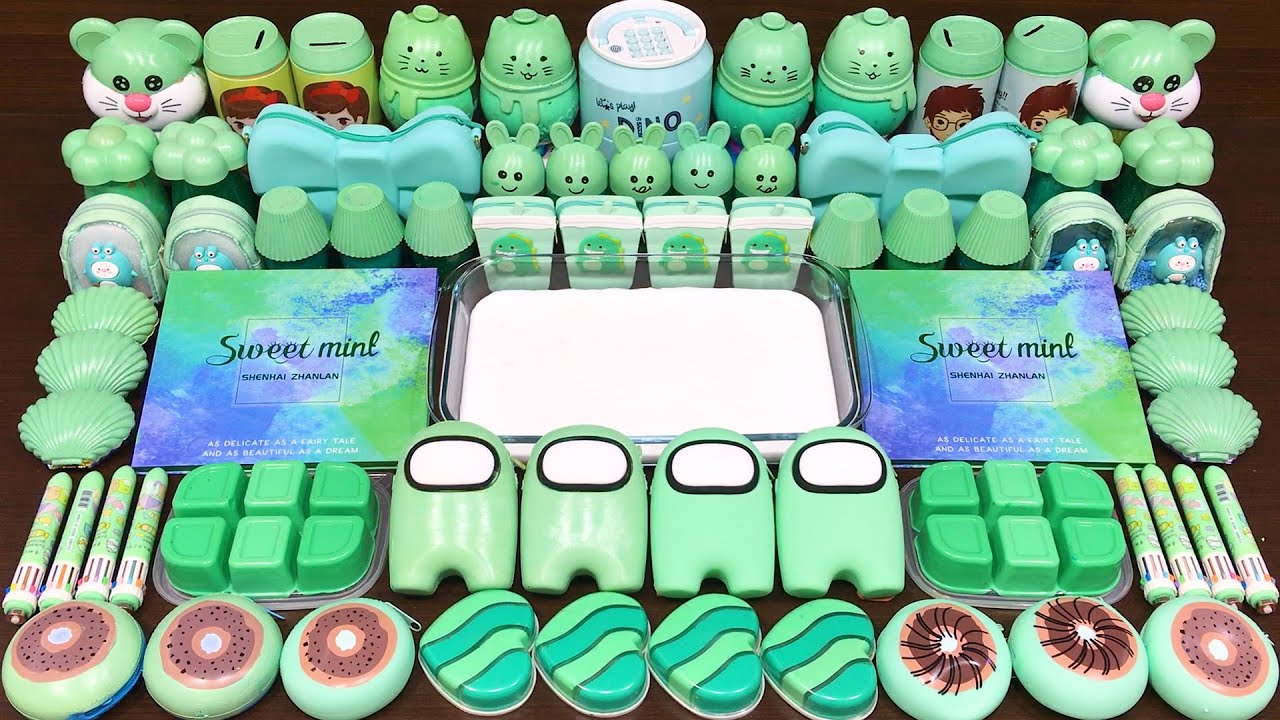 MINT SLIME ! Mixing Random into GLOSSY Slime ! Satisfying Slime Video #560